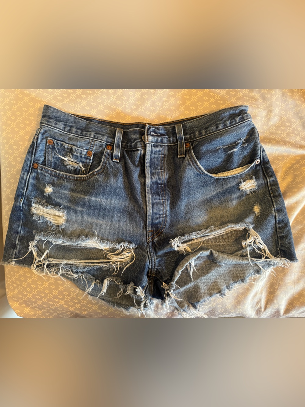 Levi's Distressed Blue Denim Jean Shorts